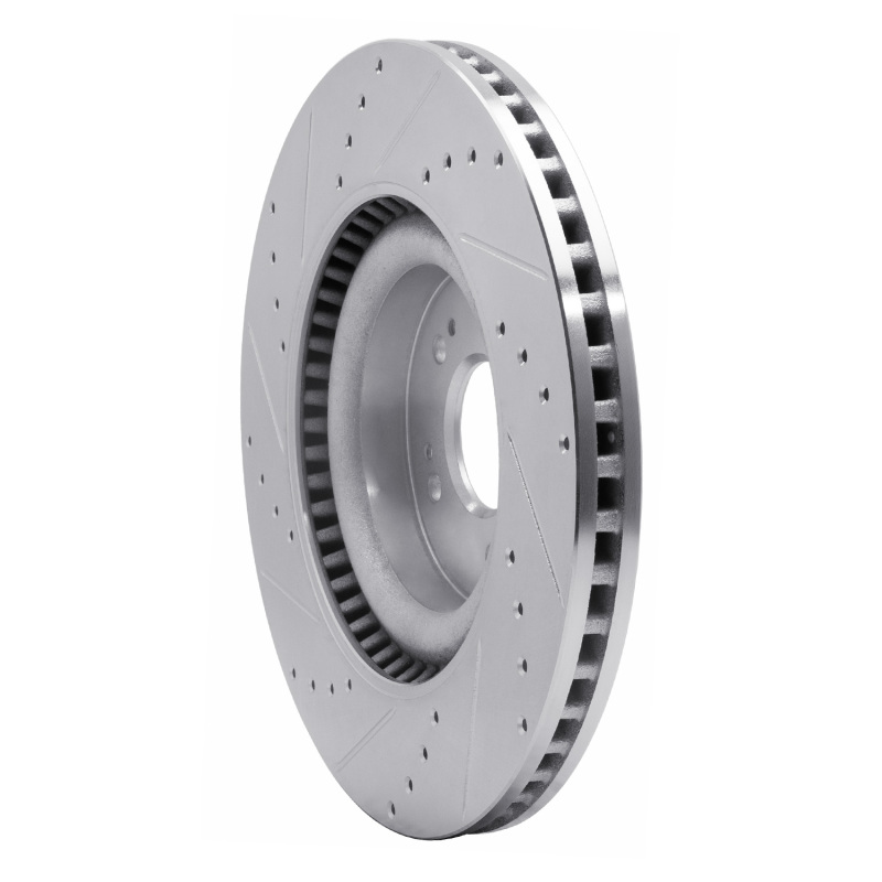 Genesis G80 Brake Rotor (1) - Front Right - R1 Concepts - Drilled & Slotted - Silver - `18-`20